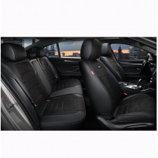Чохли - Накидки сидіння Алькантара + Шкір.зам5D "VERONA"(закр-а спинка +кишеня)Чорні Elegant- 700146