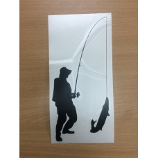 Наліпка плотерна Рибак із щукою 15см Чорна