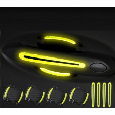 Наклейка відбивач катафот 8шт люмінесцентна на дверні ручки автомобіля Жовта