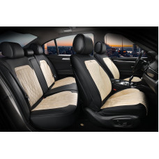 Чохли - Накидки сидіння Алькантара + Шкір. зам 3D "MODENA" (спинка відкрита) Бежеві Elegant-700 134