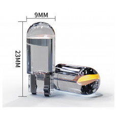 Світлодіод 12V Т10 Жовтий COB Скло/Куля 0.5W H=23mm №6