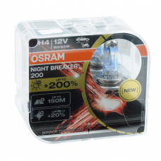 Лампа 12V H4 60/55W +200% Night Laser "Osram" (Box-2шт) (64193 NВ200-ВОХ) (червона уп) Акція