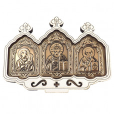 Ікона Трійця на скотчі мала дерев'яна з хрестами