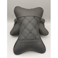 Подушка на підголівник еко-шкіра чорна + вставка Ромб + кант (2шт/к-кт)