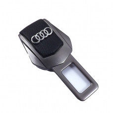 Заглушка ременя безпеки метал "Audi" (1шт) цинк.сплав + шкіра (тип №2) ГРАФІТ