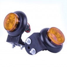 Габарит "ріжки" прямий 8см 12/24v Помарончовий 4 LED + 2болта односторонній "MRT" Л-100 (2шт)