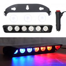 Страбоскоп світлодіодний 12V DRL 110*85мм 6LED (B-R) прикурювання + вимикач/на присосках "KING S9"