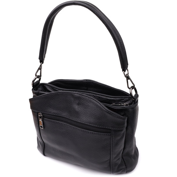 Сумка на плечо из натуральной кожи для женщин Vintage 23007 Черный