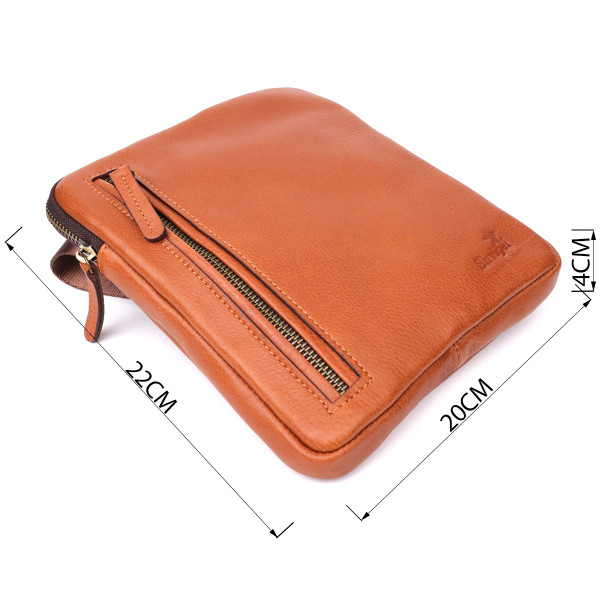 Мужская кожаная сумка через плечо из прочной зернистой кожи Shvigel 23151 Рыжий