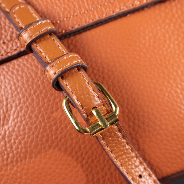 Модная сумка с жестким каркасом из натуральной кожи Vintage 22390 Коричневая