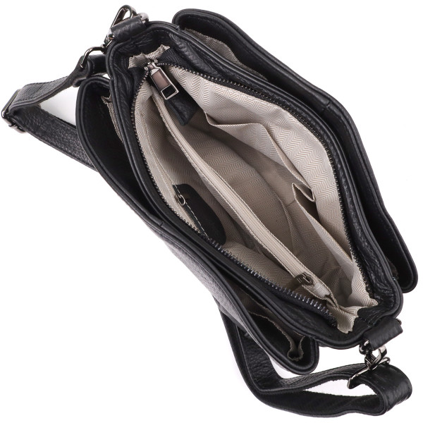 Сумка на плечо из натуральной кожи для женщин Vintage 23007 Черный