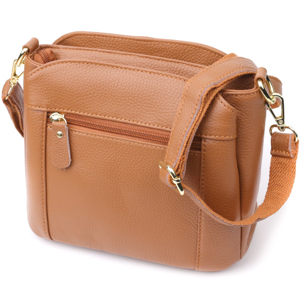 Практичная женская сумка на три отделения из натуральной кожи sale_15123 Vintage Рыжий