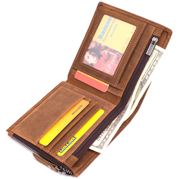 Практичный кошелек для мужчин из натуральной кожи 22856 Vintage Коричневый