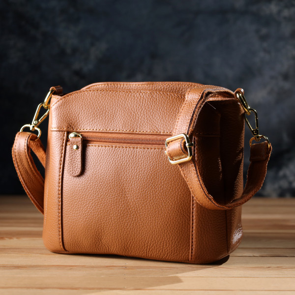 Практичная женская сумка на три отделения из натуральной кожи sale_15123 Vintage Рыжий