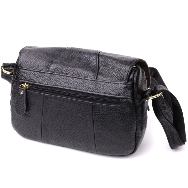 Качественная сумка из натуральной кожи для стильных женщин Vintage 22972 Черный