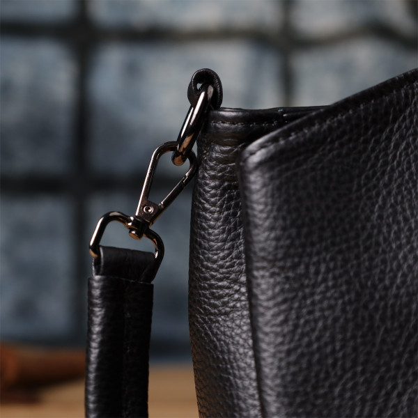 Сумка на плечо из натуральной кожи для женщин Vintage 23007 Черный