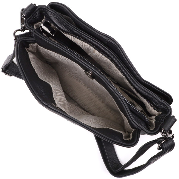 Сумка на плечо из натуральной кожи для женщин Vintage 23007 Черный