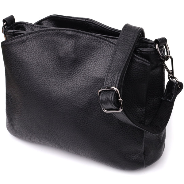 Сумка на плечо из натуральной кожи для женщин Vintage 23007 Черный