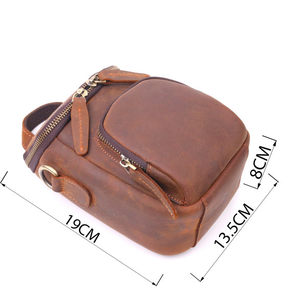 Компактная мужская сумка из натуральной винтажной кожи 21295 Vintage Коричневая
