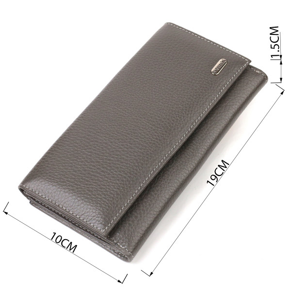 Вместительное женское портмоне из натуральной кожи флотар CANPELLINI 21851 Серое