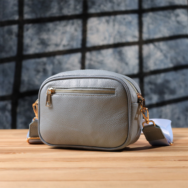 Необычная женская сумка на каждый день из натуральной кожи Vintage 22902 Серо-голубой