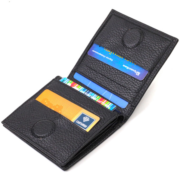 Классическое портмоне для мужчин из натуральной зернистой кожи CANPELLINI 21742 Черное