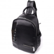 Красивый женский рюкзак из натуральной кожи Vintage 23055 Черный