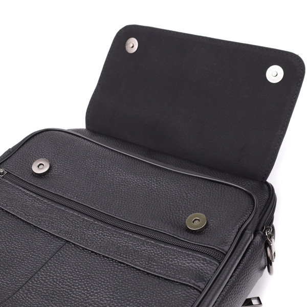 Мужская сумка с ручкой для переноса в руке из натуральной кожи Vintage 23026 Черный