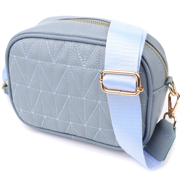 Необычная женская сумка на каждый день из натуральной кожи Vintage 22902 Серо-голубой