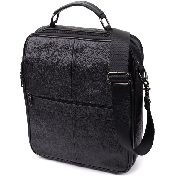 Мужская сумка с ручкой для переноса в руке из натуральной кожи Vintage 23026 Черный