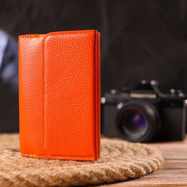 Молодежный кошелек из натуральной кожи флотар CANPELLINI 21594 Оранжевый