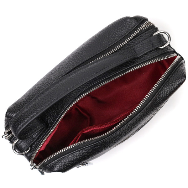 Сумка прямоугольная для женщин на два отделения из натуральной кожи Vintage 22343 Черная