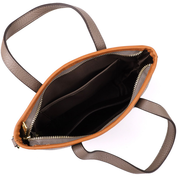 Практичная вместительная сумка из натуральной кожи для женщин Vintage 22998 Серый