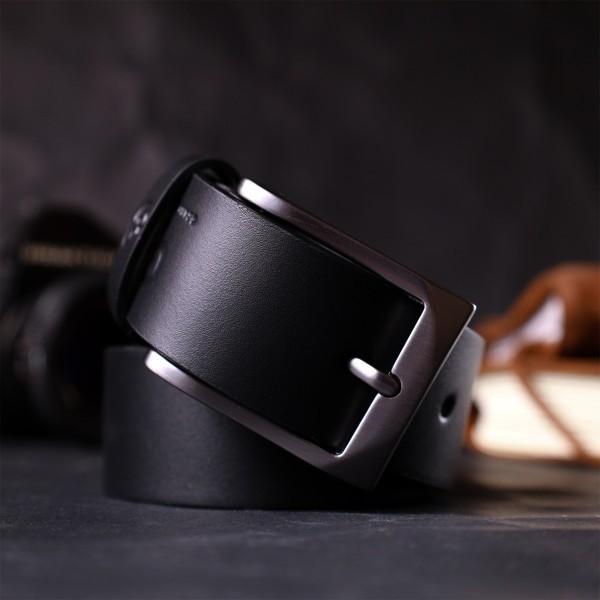 Стильный пояс под брюки для мужчин из натуральной кожи GRANDE PELLE 11690 Черный