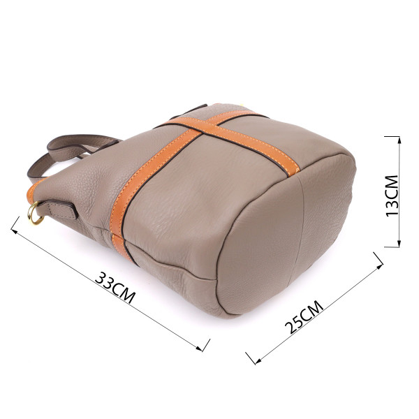 Практичная вместительная сумка из натуральной кожи для женщин Vintage 22998 Серый