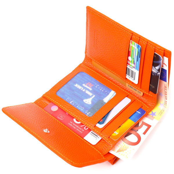 Молодежный кошелек из натуральной кожи флотар CANPELLINI 21594 Оранжевый