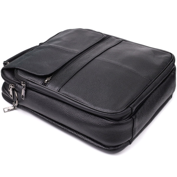 Мужская сумка с ручкой для переноса в руке из натуральной кожи Vintage 23026 Черный