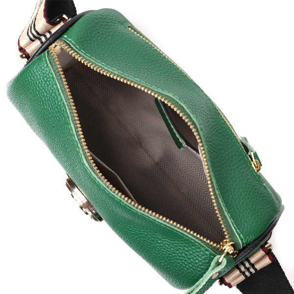 Женская сумка с оригинальным украшением из натуральной кожи Vintage 22261 Зеленая