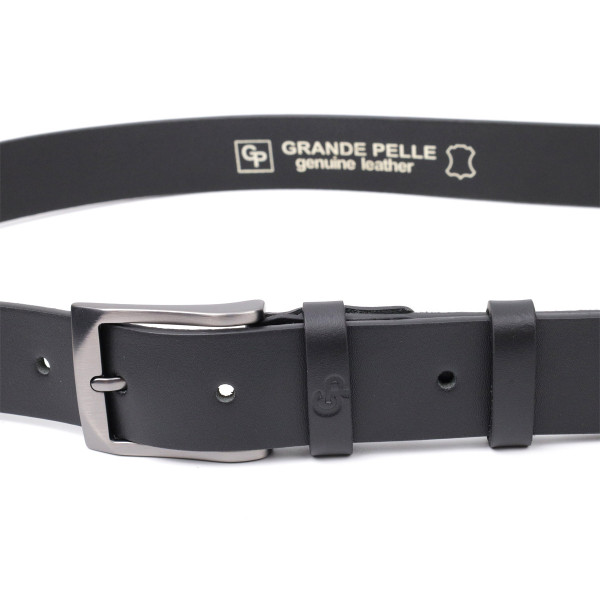 Стильный пояс под брюки для мужчин из натуральной кожи GRANDE PELLE 11690 Черный