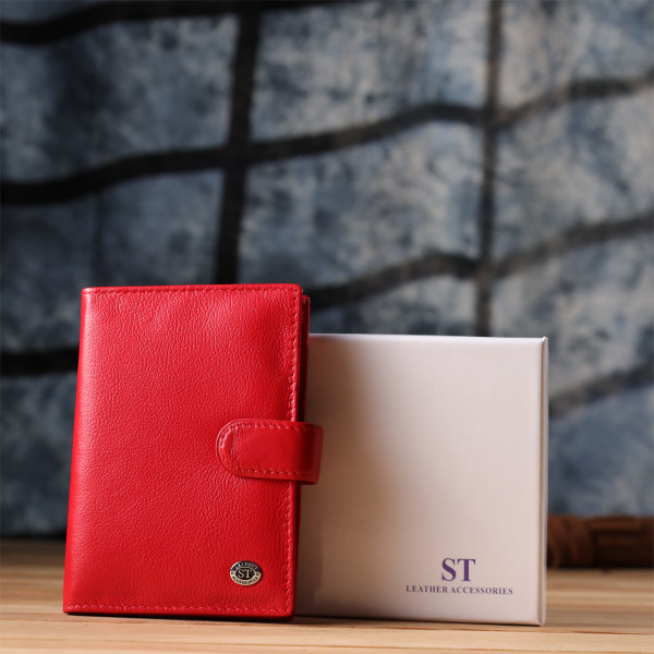 Красивая обложка на документы для женщин из натуральной кожи ST Leather 23118 Красный