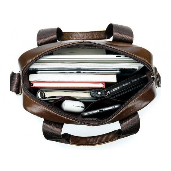 Деловая мужская сумка кожаная Vintage 14789 Коричневая