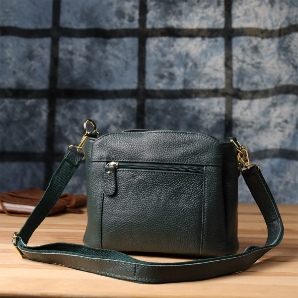 Элегантная кожаная сумка для женщин с тремя отделениями Vintage 22977 Зеленый