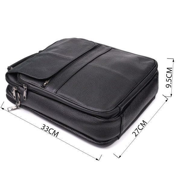 Мужская сумка с ручкой для переноса в руке из натуральной кожи Vintage 23026 Черный