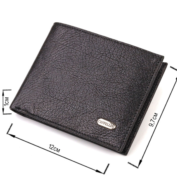 Бумажник для мужчин без застежки из натуральной кожи CANPELLINI 21764 Черный