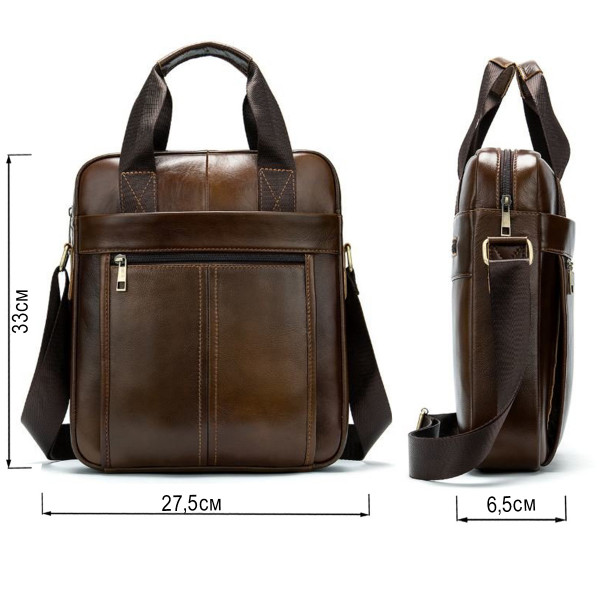 Деловая мужская сумка кожаная Vintage 14789 Коричневая