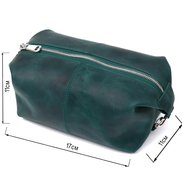 Кожаная матовая косметичка Shvigel 16399 Зеленый