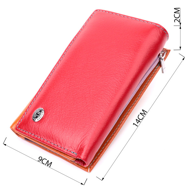 Кожаный кошелек в три сложения для женщин ST Leather 19442 Разноцветный