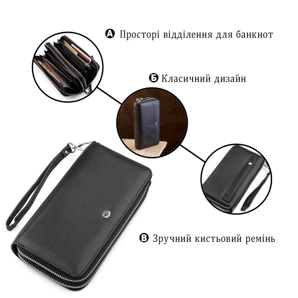 Мужской кошелек ST Leather 18451 (ST127) натуральная кожа Черный
