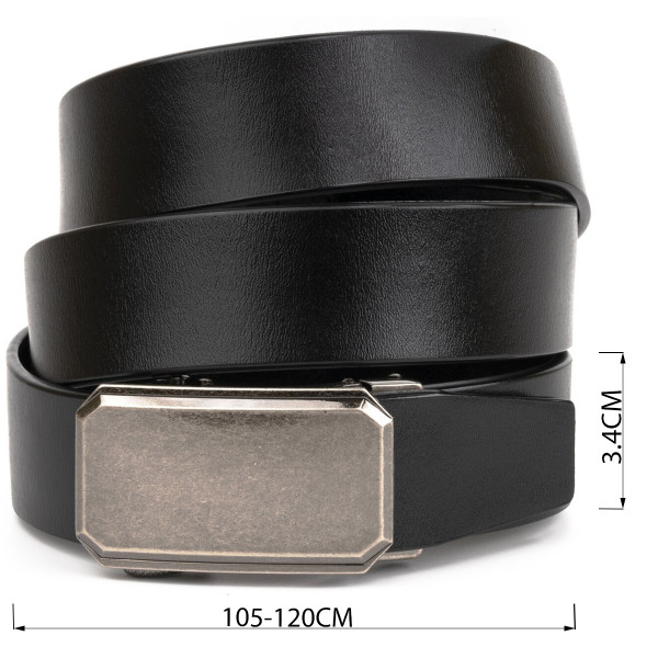 Ремень мужской c угловатой пряжкой Vintage 20274 Черный