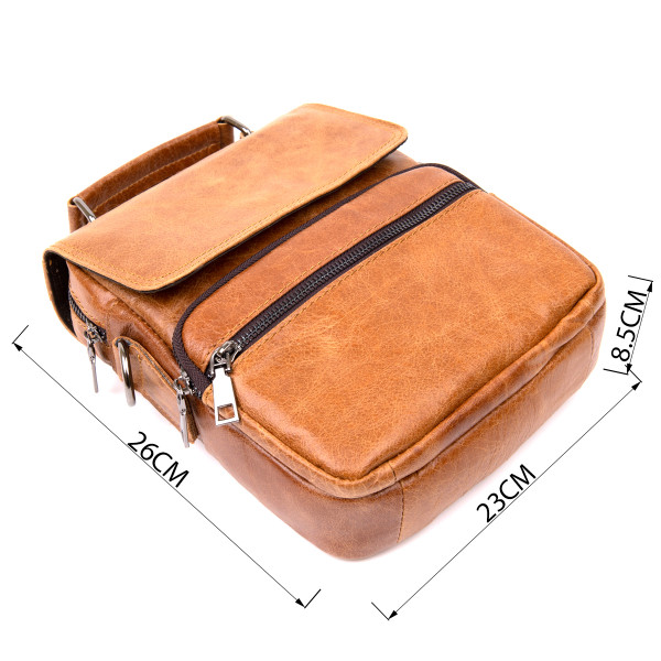 Сумка мужская мессенджер на одно отделение Vintage 20413 Рыжая